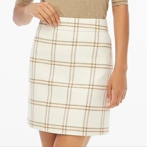 J Crew Women's Ivory Camel Plaid Wool-blend A-line Mini Skirt Size 2